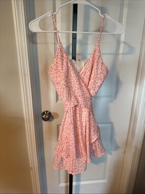 Blue Rain Pink Floral Print Sundress